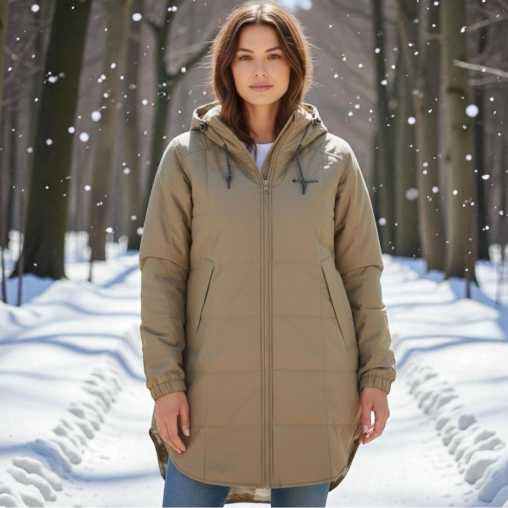NWT Columbia Women Chatfield Hill Novelty Tan Utility Cargo Warm Winter Coat XL